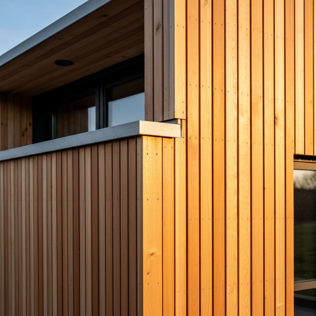 Detail van de hoogwaardige houten gevelbekleding